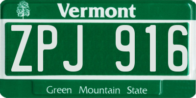 VT license plate ZPJ916
