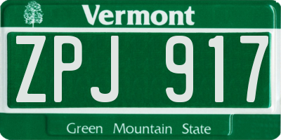 VT license plate ZPJ917