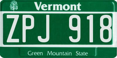 VT license plate ZPJ918