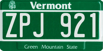VT license plate ZPJ921