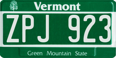 VT license plate ZPJ923