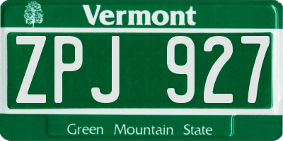 VT license plate ZPJ927