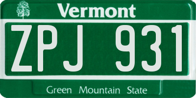 VT license plate ZPJ931
