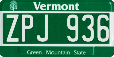 VT license plate ZPJ936