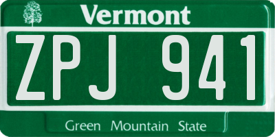 VT license plate ZPJ941