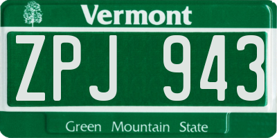VT license plate ZPJ943