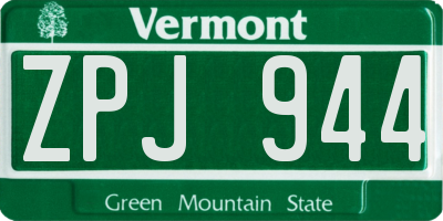 VT license plate ZPJ944