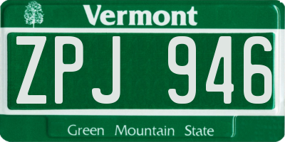 VT license plate ZPJ946
