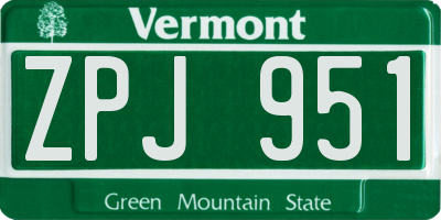 VT license plate ZPJ951