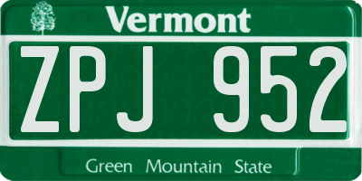 VT license plate ZPJ952