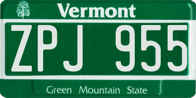 VT license plate ZPJ955