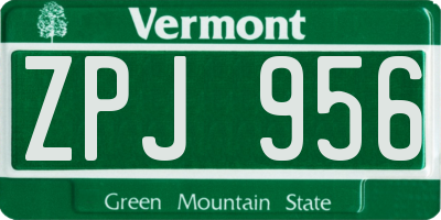 VT license plate ZPJ956