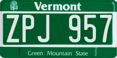 VT license plate ZPJ957