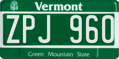 VT license plate ZPJ960