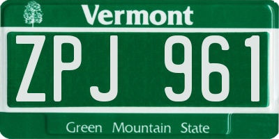 VT license plate ZPJ961