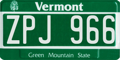 VT license plate ZPJ966