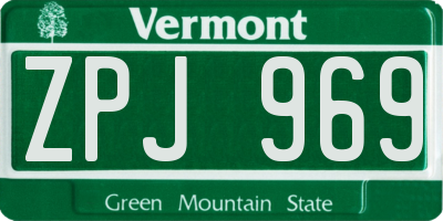 VT license plate ZPJ969