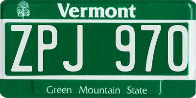 VT license plate ZPJ970