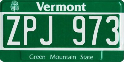 VT license plate ZPJ973