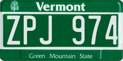 VT license plate ZPJ974