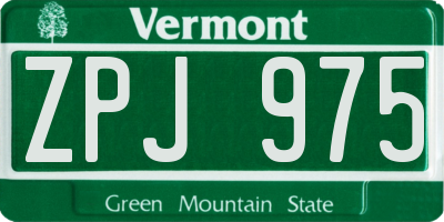 VT license plate ZPJ975