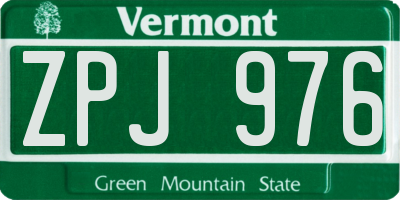 VT license plate ZPJ976