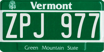 VT license plate ZPJ977