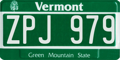 VT license plate ZPJ979