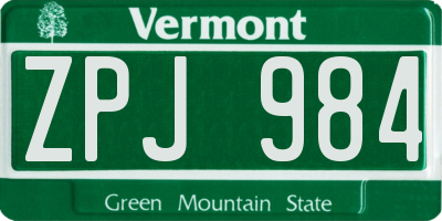 VT license plate ZPJ984