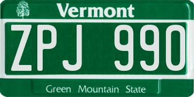 VT license plate ZPJ990