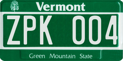 VT license plate ZPK004