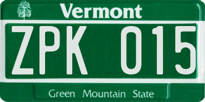 VT license plate ZPK015