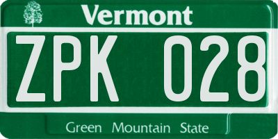 VT license plate ZPK028