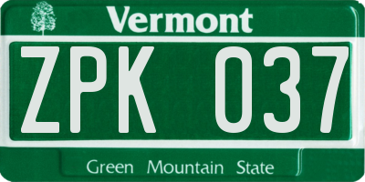VT license plate ZPK037