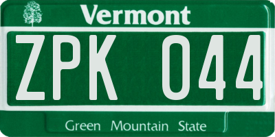 VT license plate ZPK044