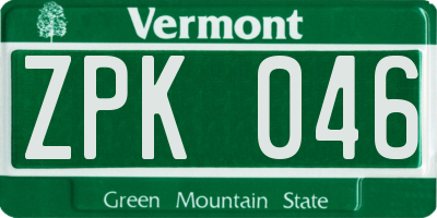VT license plate ZPK046