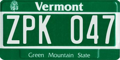 VT license plate ZPK047