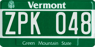 VT license plate ZPK048