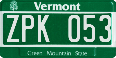 VT license plate ZPK053