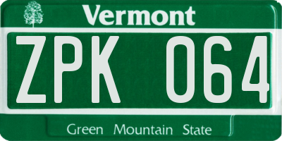 VT license plate ZPK064