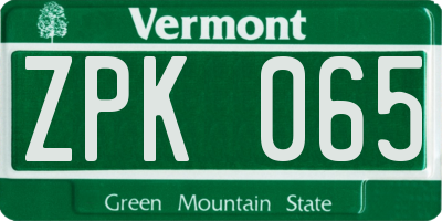 VT license plate ZPK065