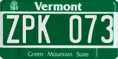 VT license plate ZPK073