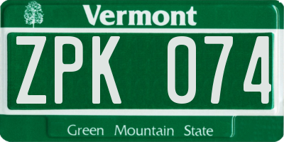 VT license plate ZPK074