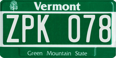 VT license plate ZPK078