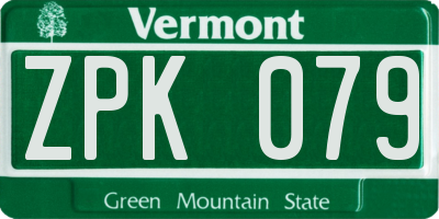 VT license plate ZPK079