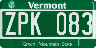 VT license plate ZPK083