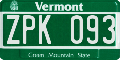 VT license plate ZPK093