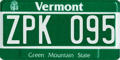 VT license plate ZPK095