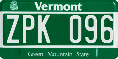 VT license plate ZPK096