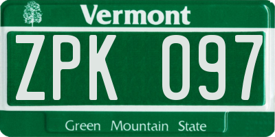 VT license plate ZPK097